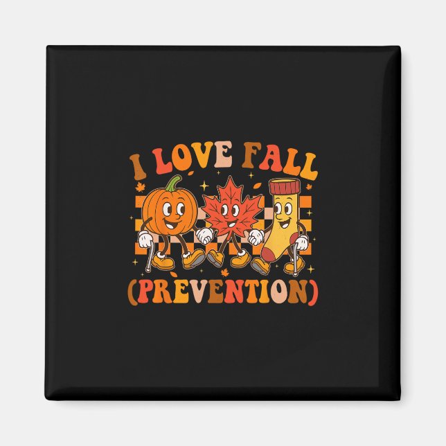 Retro I Love Fall Prevention Fall Physical Therapy Magnet (Front)