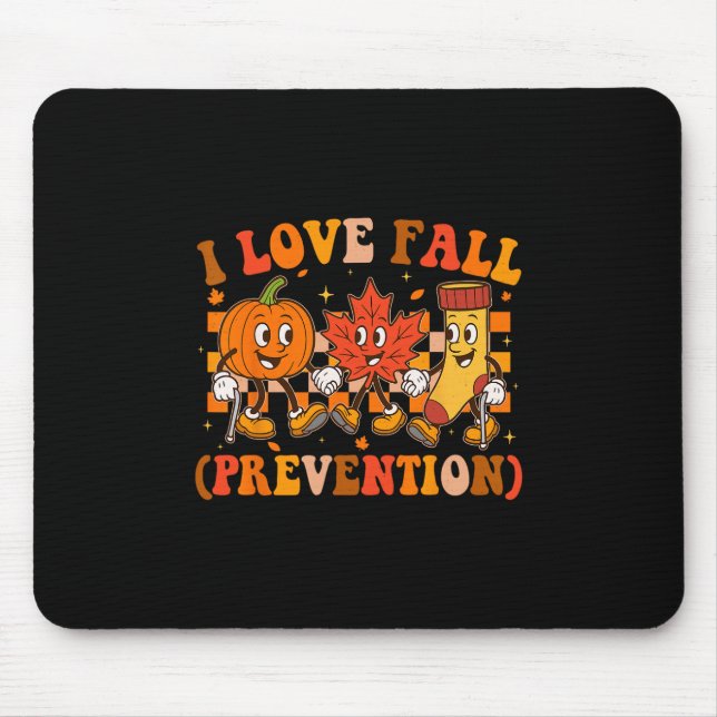 Retro I Love Fall Prevention Fall Physical Therapy Mouse Pad (Front)
