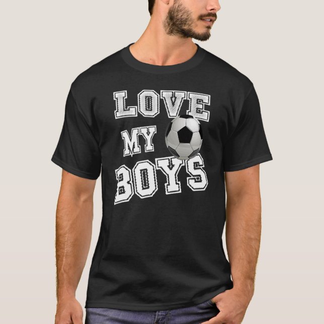 Retro I Love My Boys Soccer  For Moms Futbol Socce T-Shirt (Front)