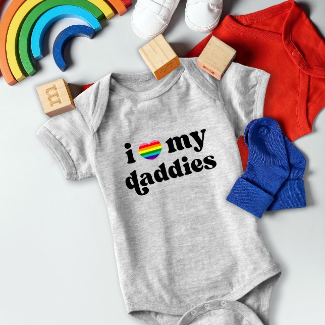 Retro I Love My Daddies Baby Gay Dads Rainbow Bodysuit (Creator Uploaded)