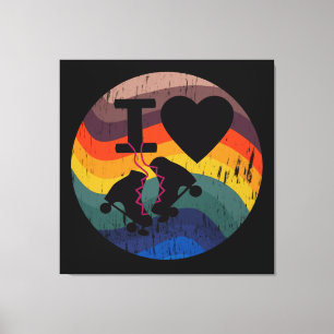 Retro I Love Roller Skating Distressed Look Canvas Print