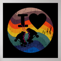 Retro I Love Roller Skating Distressed Look