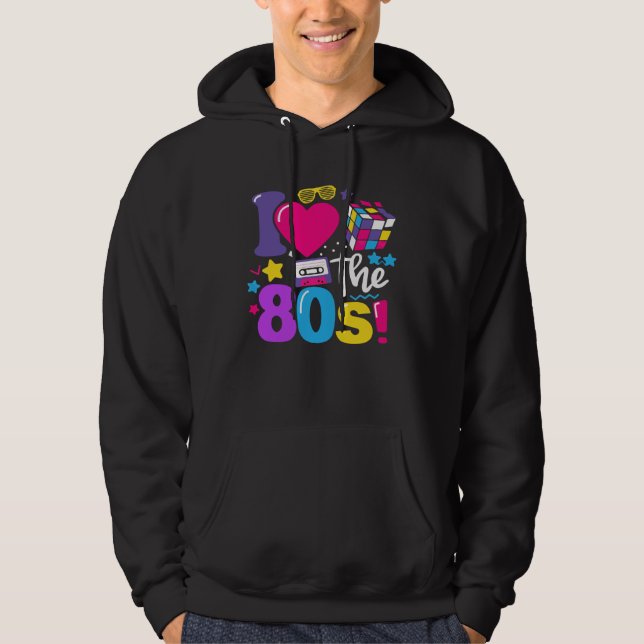 Retro I Love The 80 s Cassette Tape 80s Men Women Hoodie (Front)