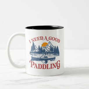 Retro I Need A Good Paddling Kayaking Kayaker Two-Tone Coffee Mug