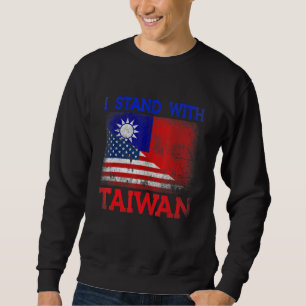 Retro I Stand With Taiwan Half American Flag Taiwa Sweatshirt