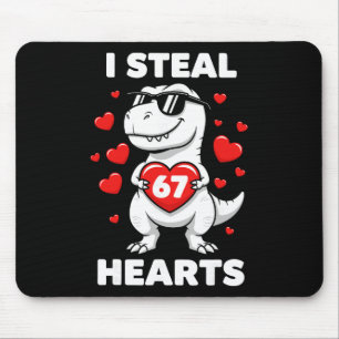 Retro I Steal 67 Hearts 67 Valentines Day Dinosaur Mouse Pad