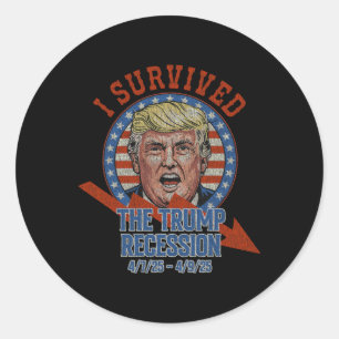 Retro I Survived The Trump Recession 4725 - 4925 Classic Round Sticker