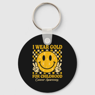 Retro I Wear Gold For Childhood Cancer Awareness G Key Ring