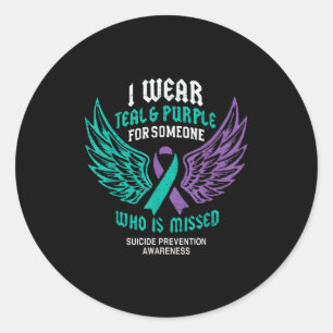 Retro I Wear Teal &amp; Purple For Someone Who Is  Classic Round Sticker