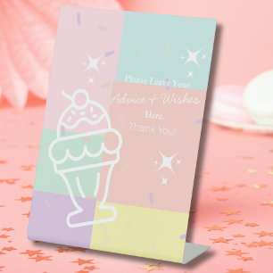 Retro Ice Cream Advice & Wishes Pedestal Sign