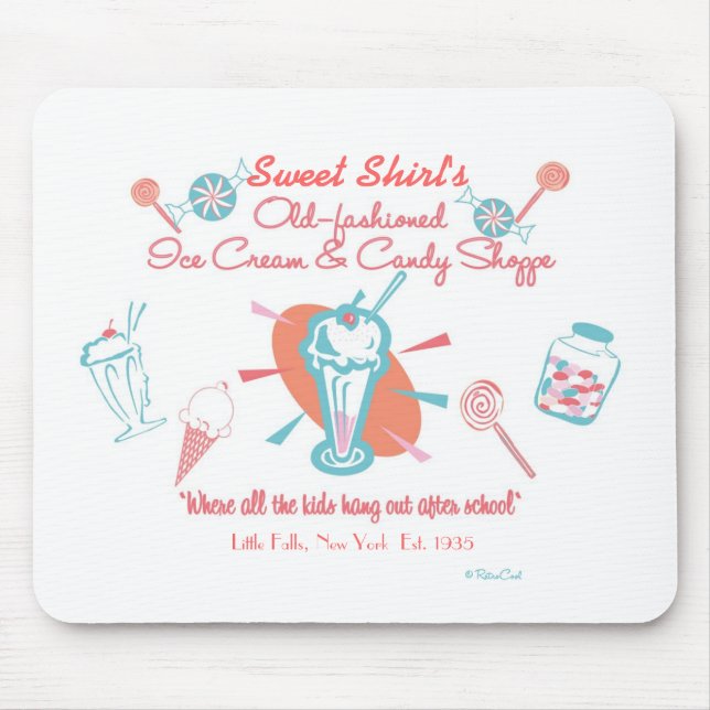 Retro Ice Cream & Candy Shoppe Mouse Pad (Front)