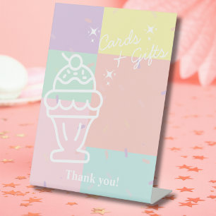 Retro Ice Cream Cards & Gifts Pedestal Sign