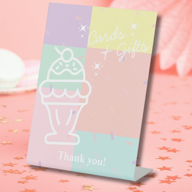 Retro Ice Cream Cards & Gifts Pedestal Sign (Retro Ice Cream Cards & Gifts Pedestal Sign)