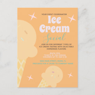 Retro Ice Cream Cone Social Flyer Invitation   Postcard