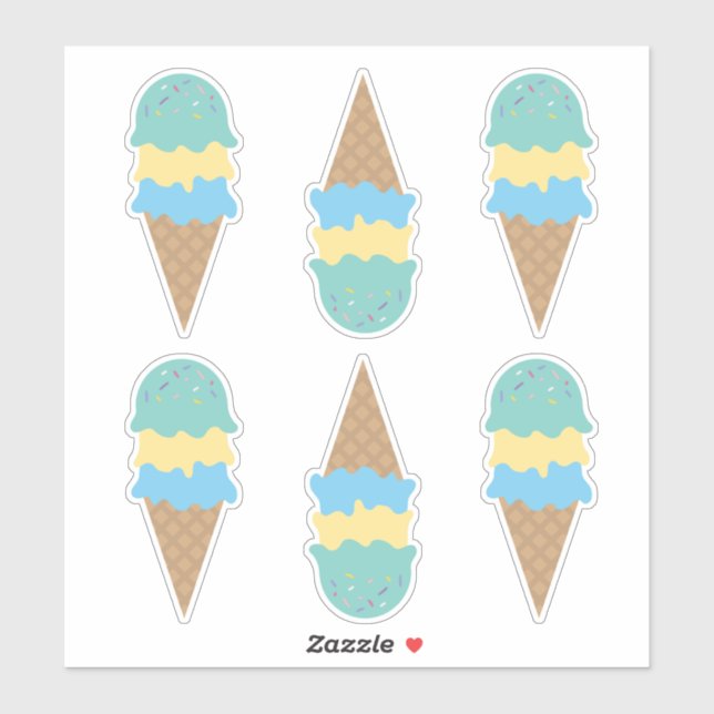 Retro Ice Cream Cones Blue and Green (Sheet)