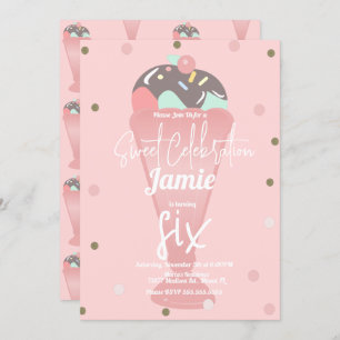 Retro Ice Cream Confetti Sundae Scoop   Invitation