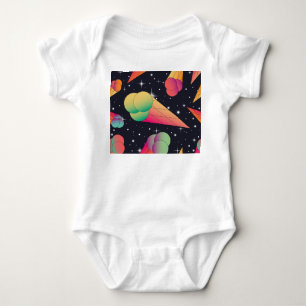 Retro Ice Cream, Cosmic Neon. Baby Bodysuit