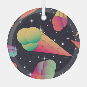 Retro Ice Cream, Cosmic Neon. Glass Tree Decoration