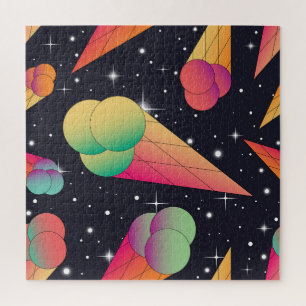 Retro Ice Cream, Cosmic Neon. Jigsaw Puzzle