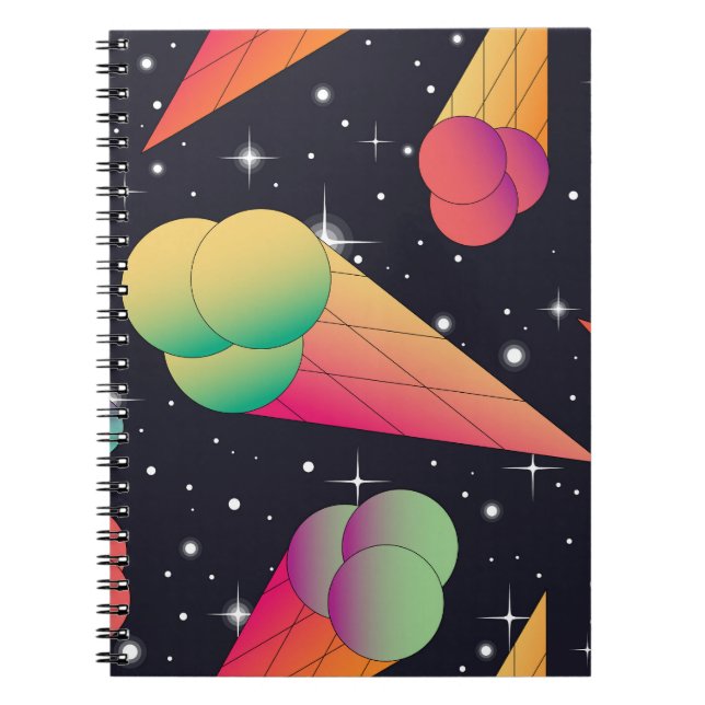 Retro Ice Cream, Cosmic Neon. Notebook (Front)