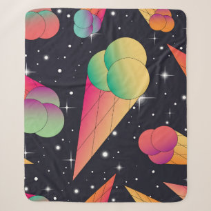Retro Ice Cream, Cosmic Neon. Sherpa Blanket
