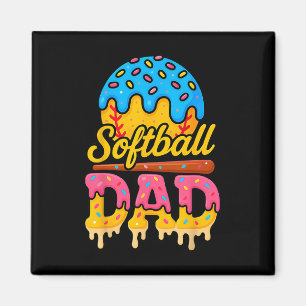 Retro Ice Cream Drip Softll Dad Game Day Dad Fathe Magnet