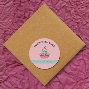 Retro Ice Cream Made with Love Label Sticker