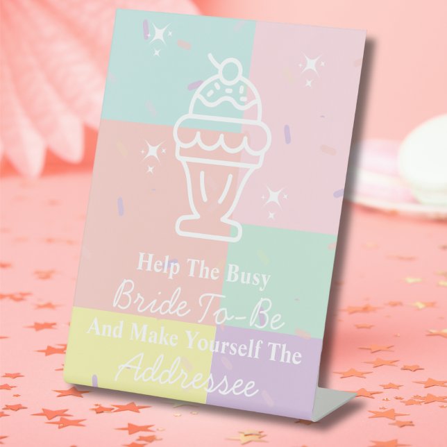 Retro Ice Cream Make Yourself The Addressee  Pedestal Sign (Retro Ice Cream Make Yourself The Addressee Pedestal Sign)