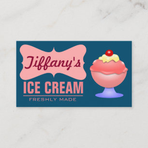 Retro Ice Cream Parlour   Pink Sundae   Ice Cream Business Card