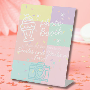 Retro Ice Cream Photo Booth Pedestal Sign