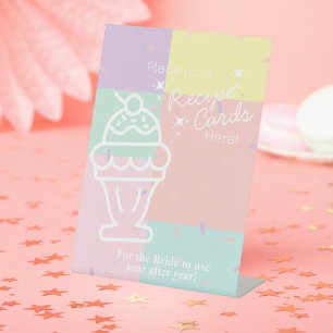 Retro Ice Cream Place Your Recipe Card Here Pedestal Sign