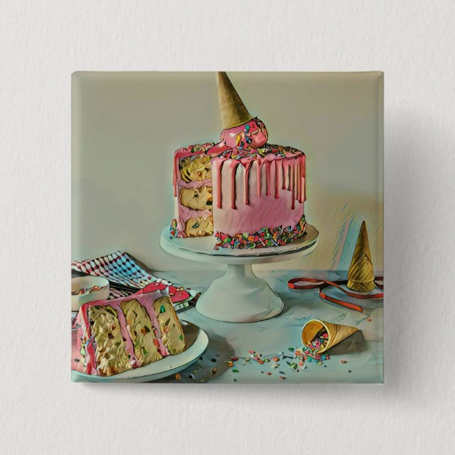 Retro ice cream popsicle 15 cm square badge (Front)
