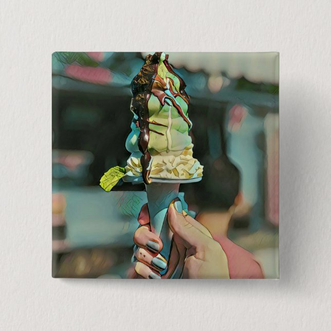 Retro ice cream popsicle 15 cm square badge (Front)