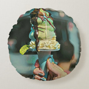 Retro ice cream popsicle round cushion