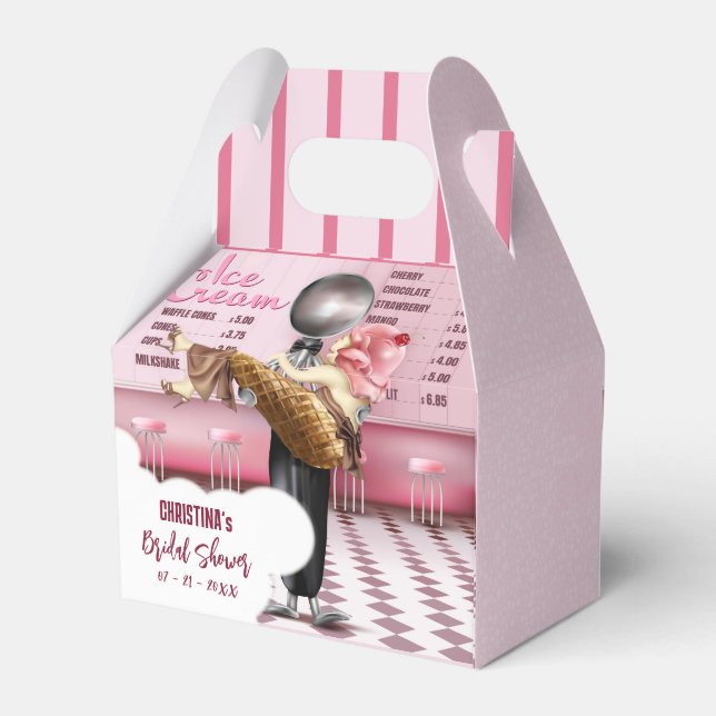 Retro Ice cream Scooped Up Bridal Shower Favour Box (Back Side)