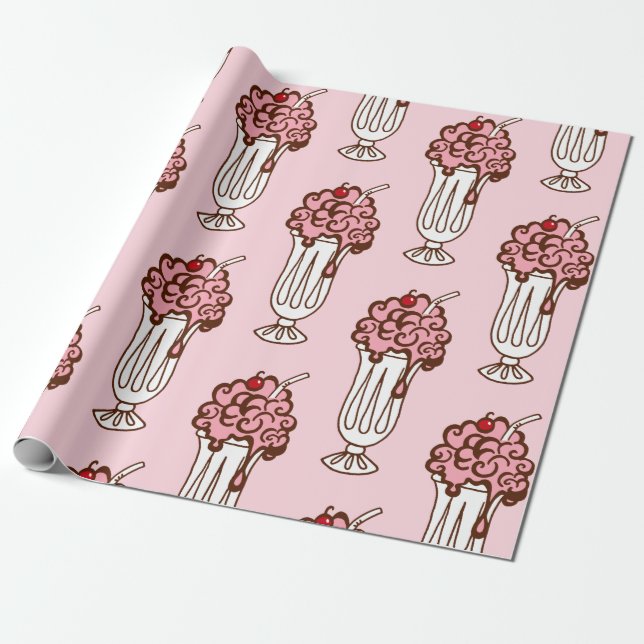 Retro Ice Cream Soda Wrapping Paper  (Unrolled)