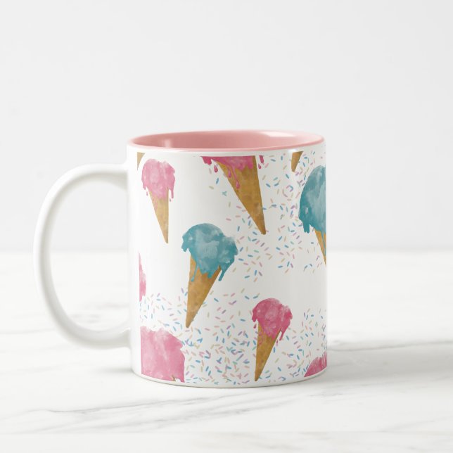 Retro Ice Cream & Sprinkles Two-Tone Coffee Mug (Left)