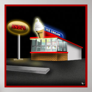 Retro Ice Cream Stand Poster