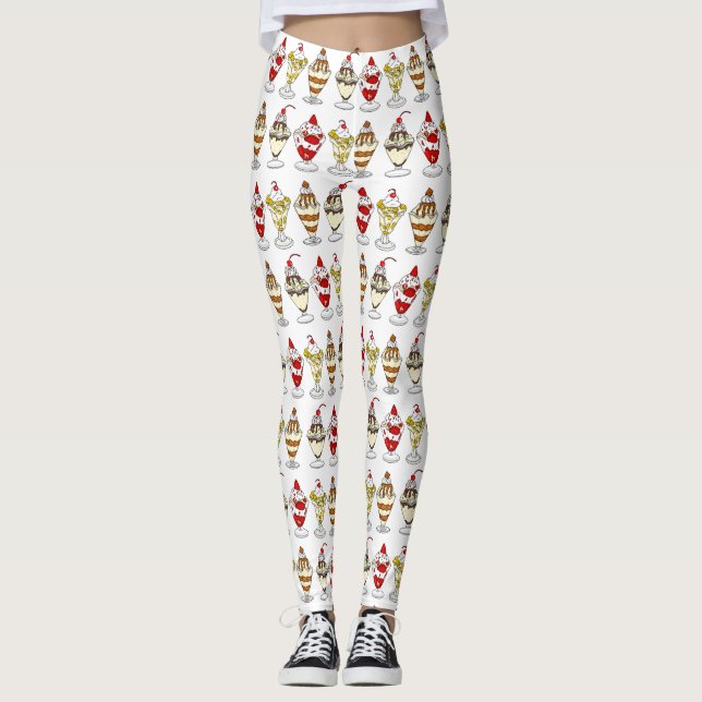 Retro Ice Cream Sundaes Leggings (Front)