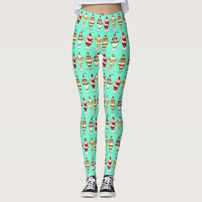 Retro Ice Cream Sundaes  Leggings (Front)