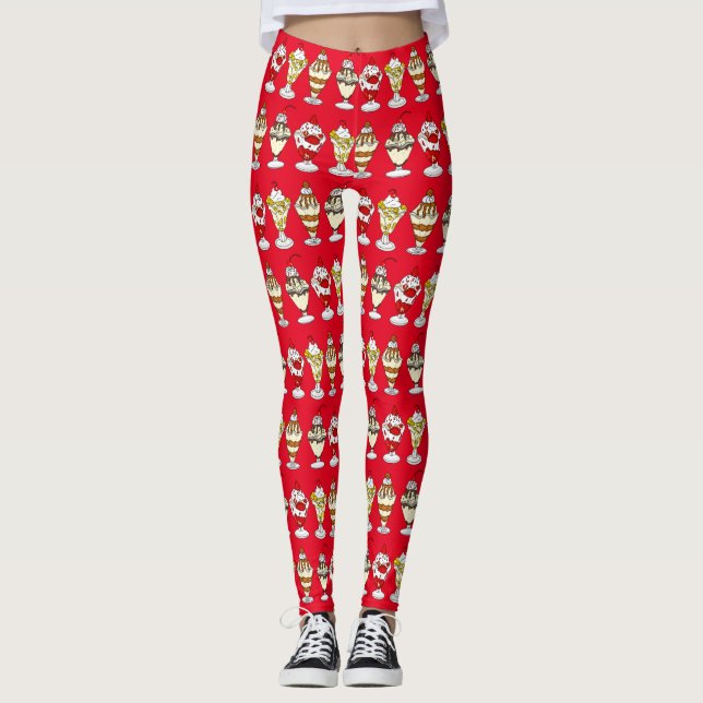 Retro Ice Cream Sundaes Leggings (Front)