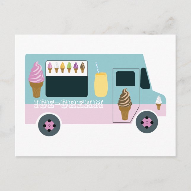 Retro Ice Cream Truck Postcard (Front)