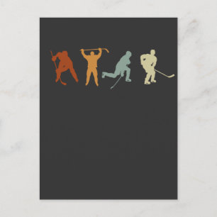 Retro Ice Hockey Player Centre Defence Hockey Postcard