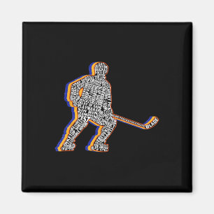 Retro Ice Hockey Player For Men Kids Boys Youth Te Magnet