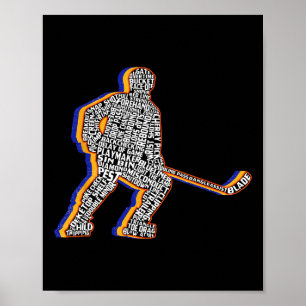 Retro Ice Hockey Player For Men Kids Boys Youth Te Poster