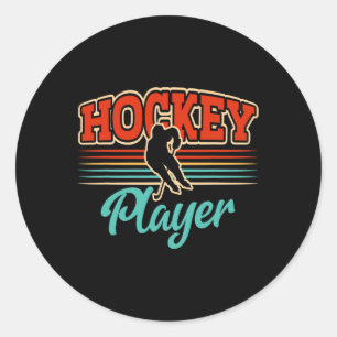Retro Ice Hockey Player Winter Sports Ice Hockey C Classic Round Sticker