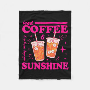 Retro iced coffee &amp; sunshine funny summer fleece blanket