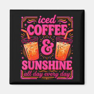 Retro iced coffee & sunshine funny summer magnet