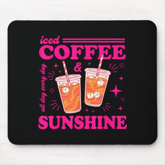 Retro iced coffee &amp; sunshine funny summer mouse pad (Front)