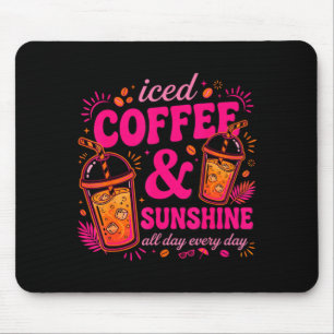 Retro iced coffee & sunshine funny summer mouse pad